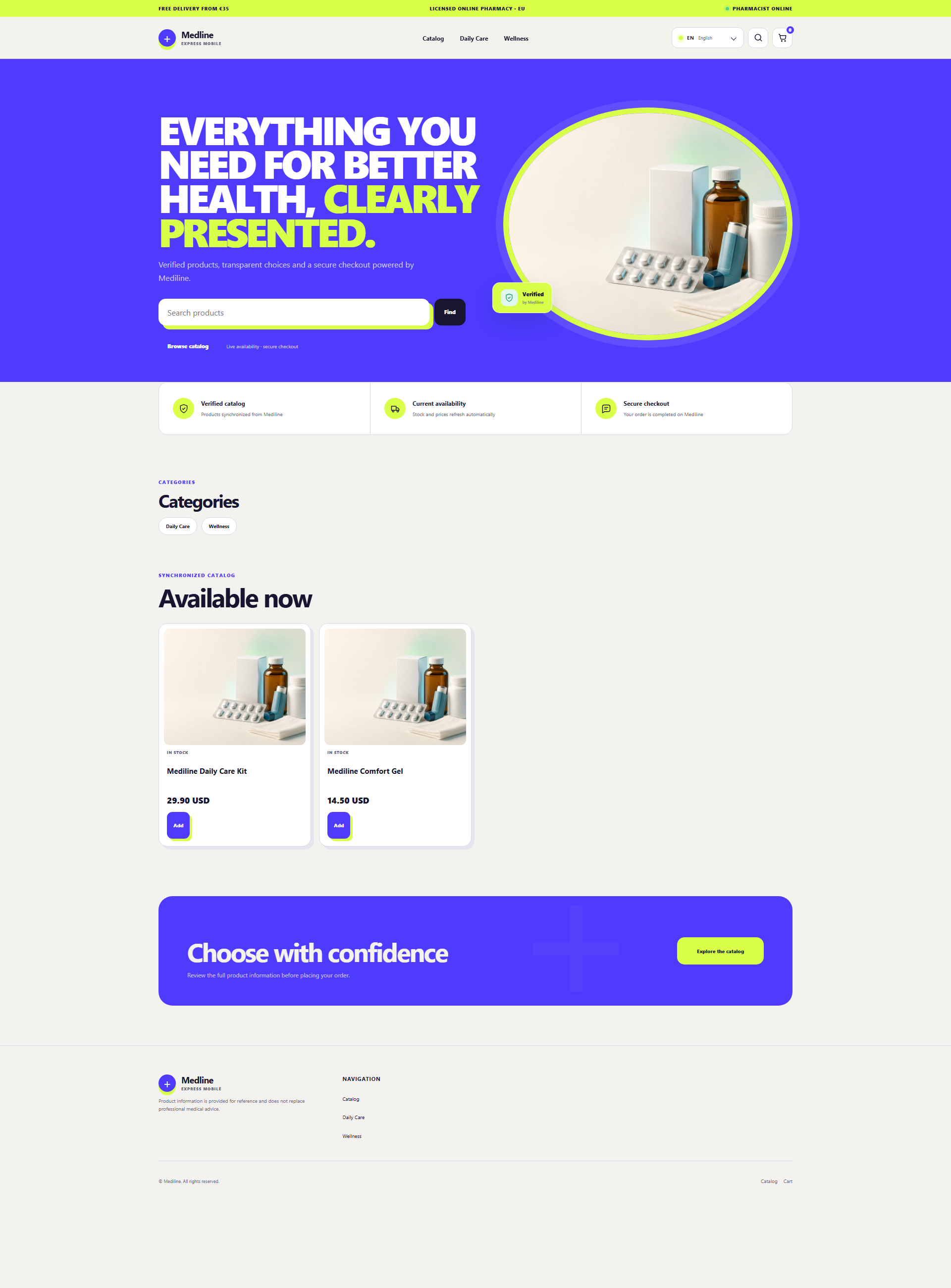 Mediline Pulse storefront preview