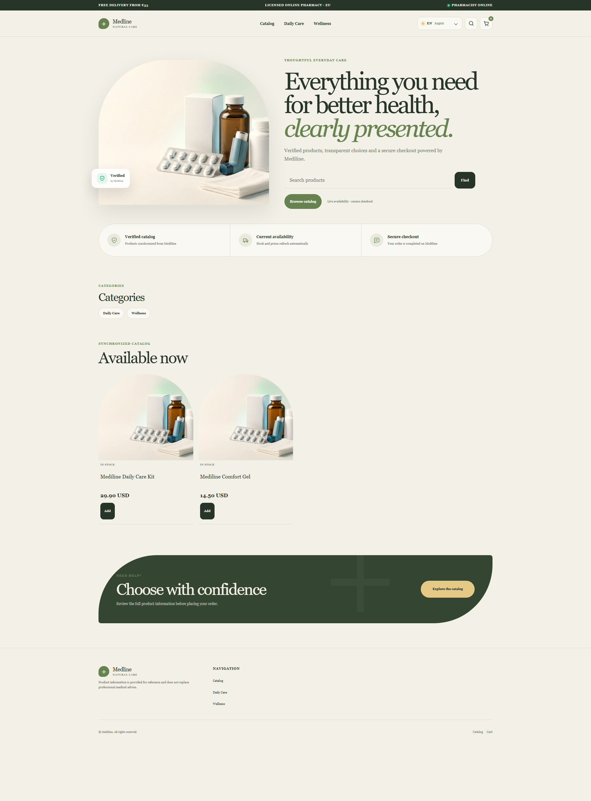 Mediline Verde storefront preview